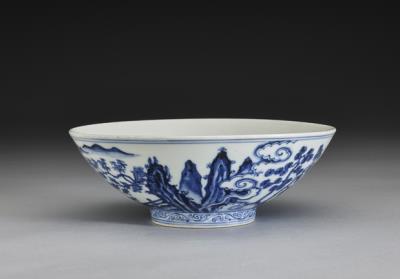 图片[2]-Bowl with underglaze-blue illustration of fairies on cranes, Hsuan-te reign (1426-1435), Ming dynasty-China Archive